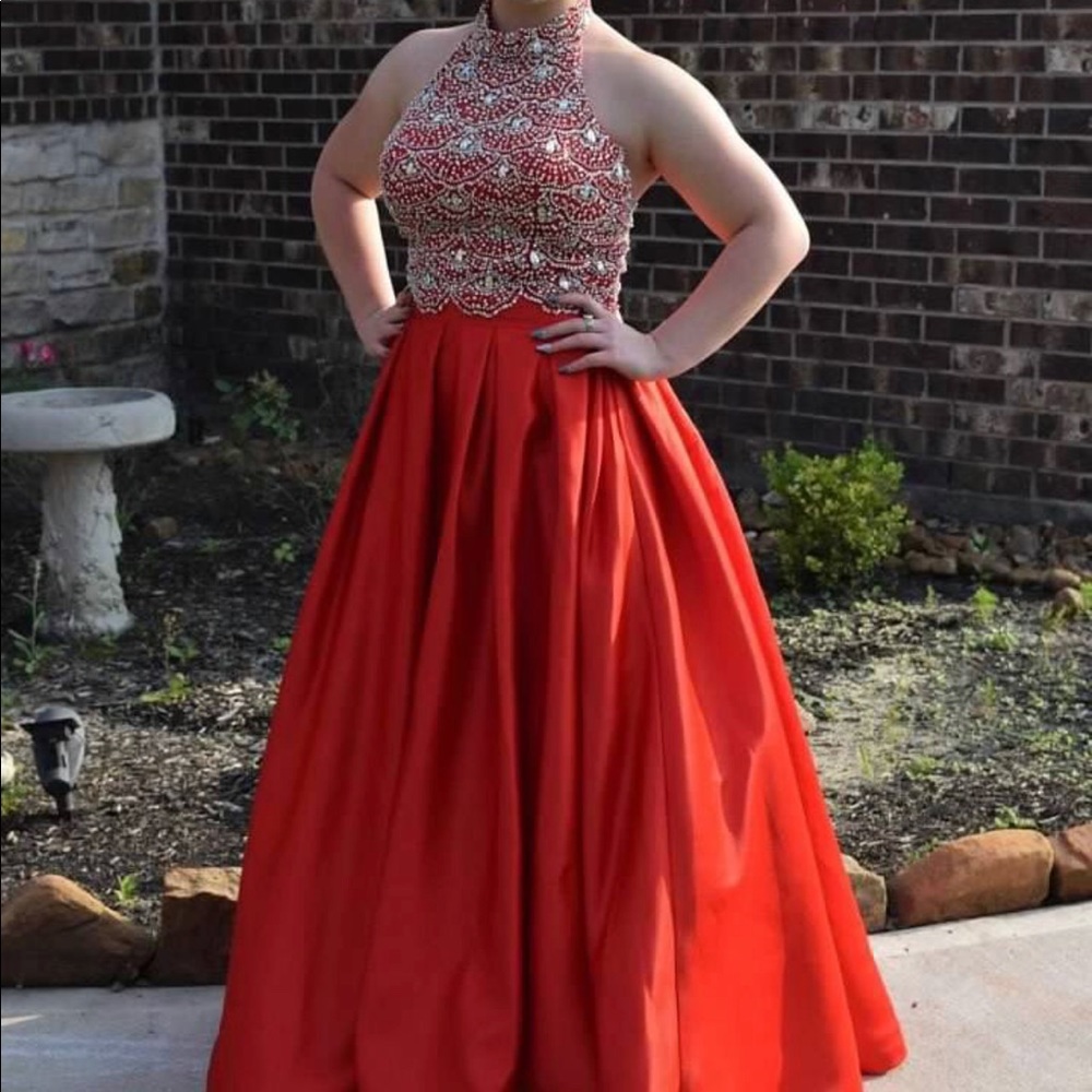 Tiffany Designs 2pc Red Prom Gown